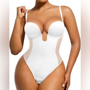 SHAPELLX Women’s Strapless Shapewear Bodysuit U Plunge Corset Tummy Control